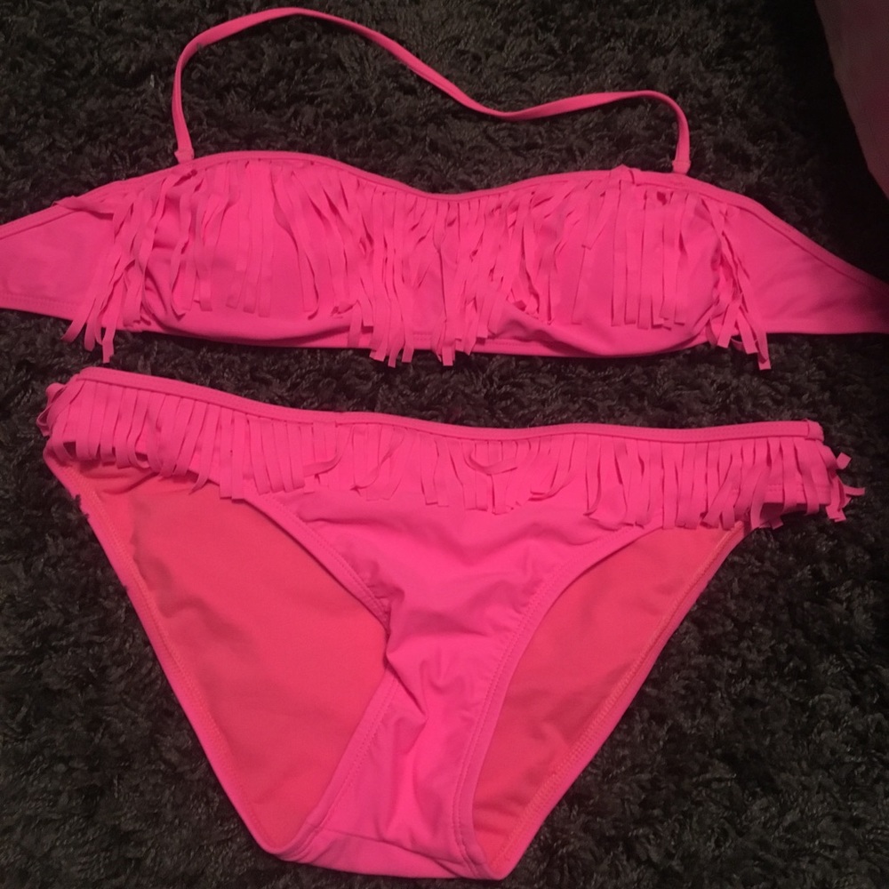 Bright Pink Candies Bathing Suit - M Top, L Bottom